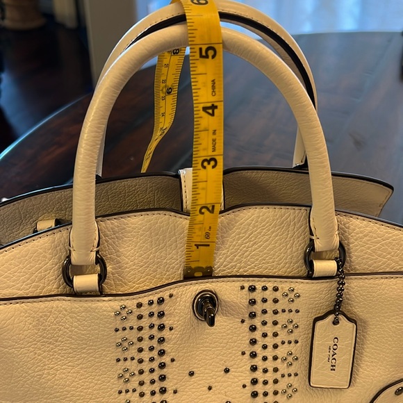 Coach Mercer Satchel 24 Bandana Rivets Chalk F55634 - Picture 14 of 15